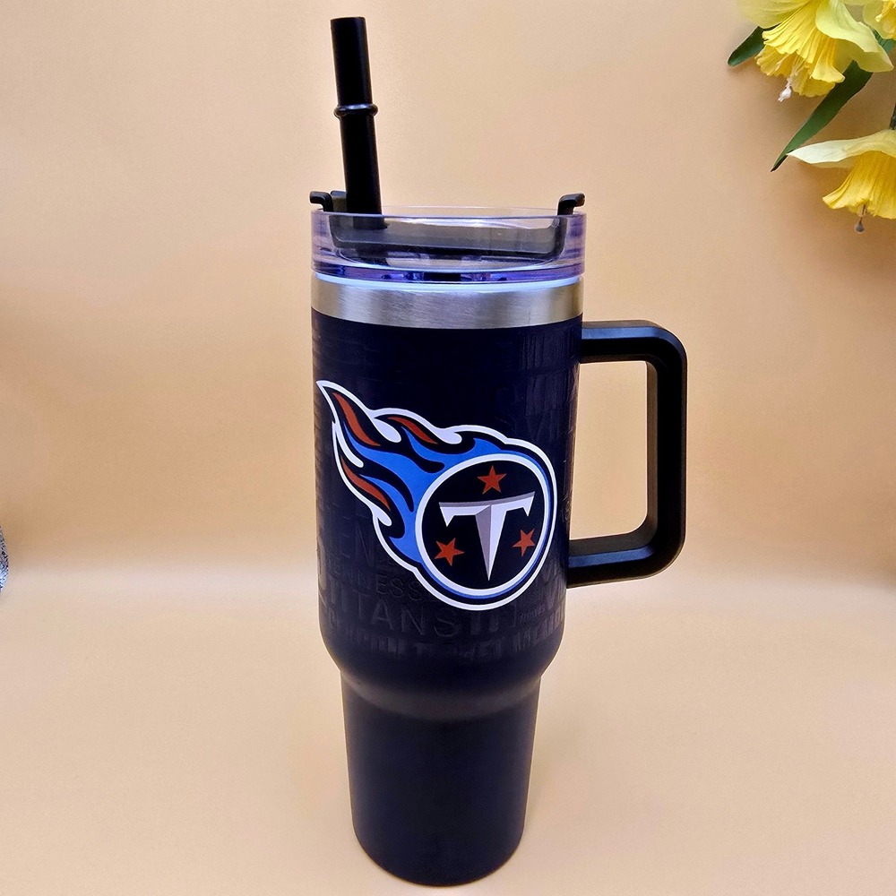 Tennessee Titans NFL 40oz Insulated Travel‎ Tumbler Mug with Handle & Straw Navy